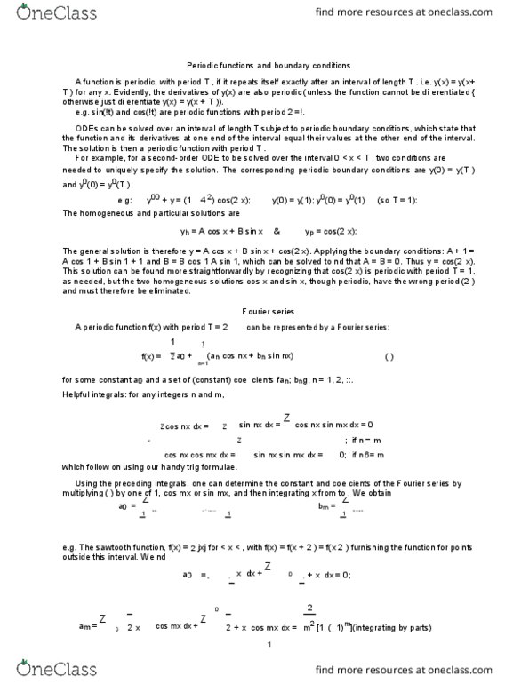 MATH 256 Chapter Notes - Chapter 6: Periodic Boundary Conditions, Periodic Function, Sawtooth Wave thumbnail