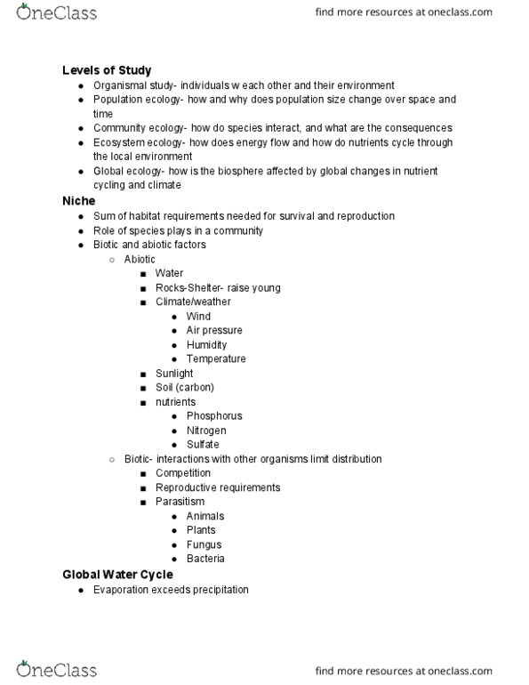 BISC208 Lecture Notes - Lecture 10: Ecosystem Ecology, Population Ecology, Evaporation thumbnail