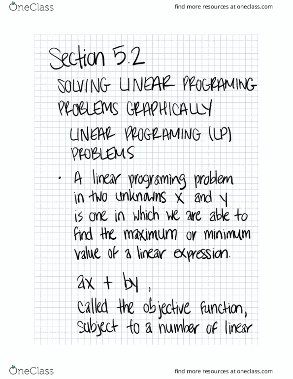 MAT 114 Lecture Notes - Lecture 8: Linear Programming, Lincoln Near-Earth Asteroid Research, Feasible Region thumbnail