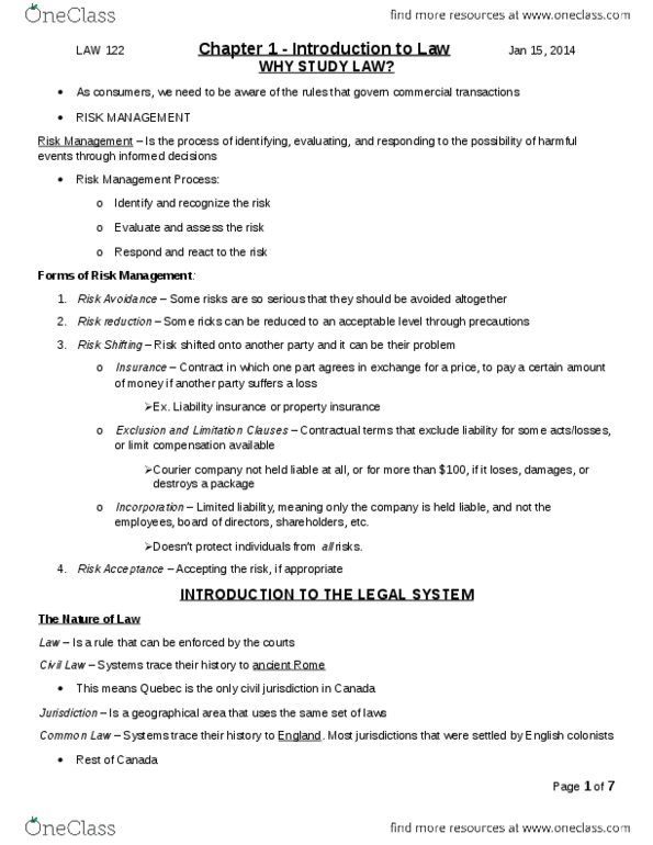LAW 122 Chapter Notes - Chapter 1: Equal Protection Clause, Primary And Secondary Legislation, Financial Statement thumbnail