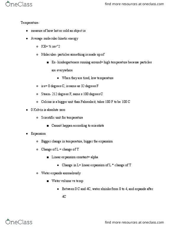 SCEN101 Lecture Notes - Lecture 16: List Of Lakes By Volume, Volumetric Heat Capacity, Weighted Arithmetic Mean thumbnail