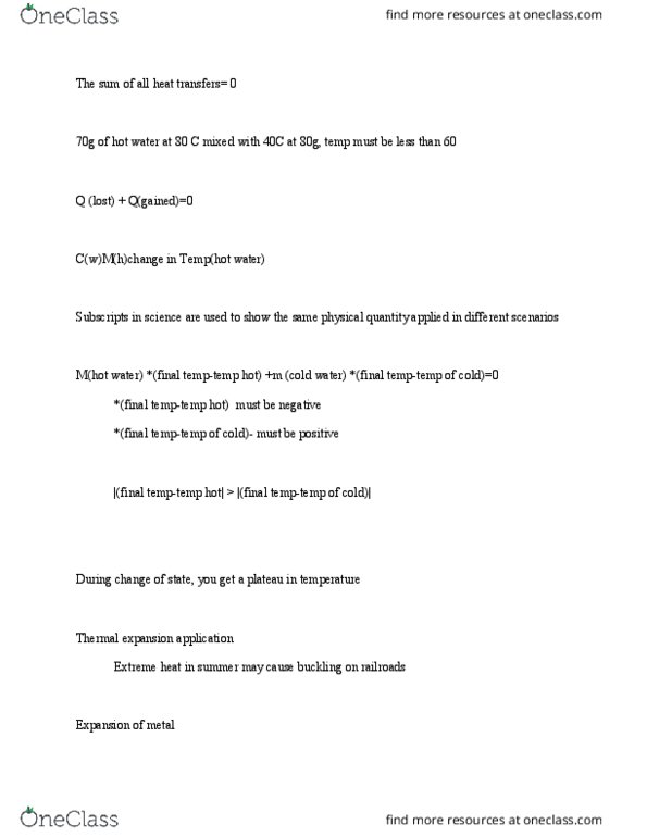 SCEN101 Lecture Notes - Lecture 17: Thermal Expansion, Bimetallic Strip thumbnail