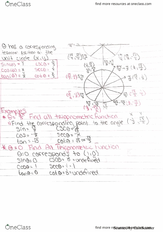 MATH 1060Q Lecture 19: Sect. 4.2 Trigonometric Functions and Unit Circle thumbnail