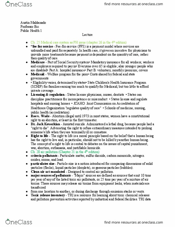 PUBHLTH 1 Lecture Notes - Lecture 56: Jack Kevorkian, Particulates, Sulfur Dioxide thumbnail