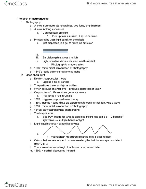 NATS 1745 Lecture Notes - Lecture 13: Corpuscular Theory Of Light, Emulsion, Roygbiv thumbnail