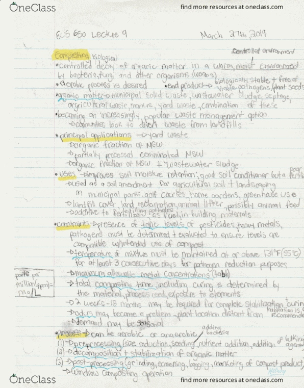 EUS 650 Lecture 9: EUS 650 Lecture 9 Composting thumbnail