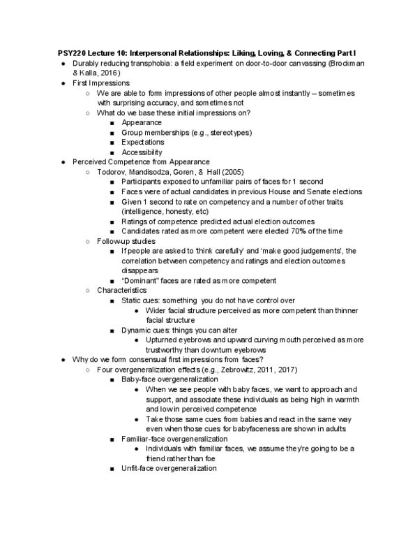 PSY220H1 Lecture 10: Interpersonal Relationships thumbnail