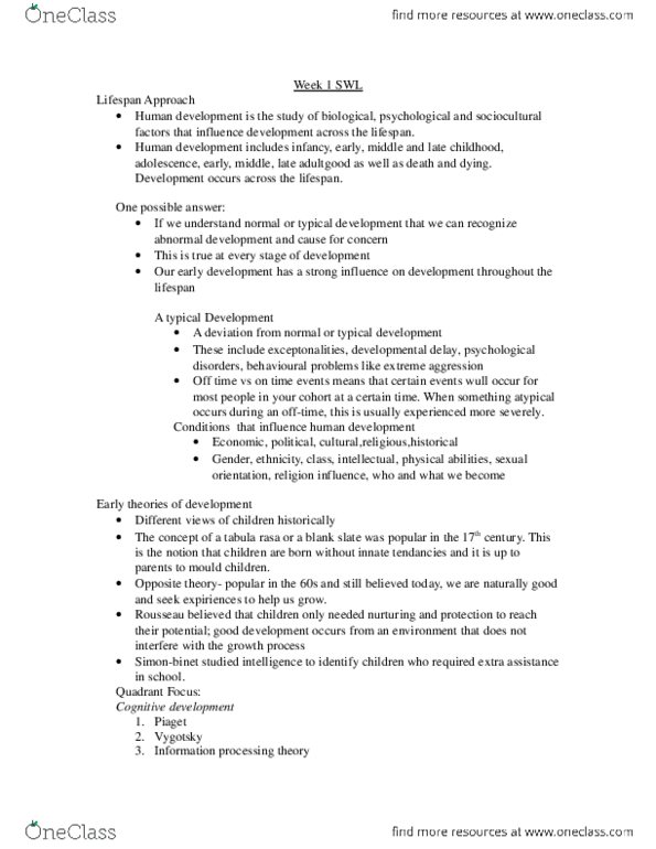 Early Childhood Education PSY125 Lecture Notes - Lev Vygotsky, Heredity thumbnail