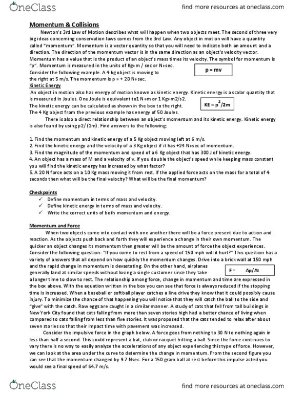 PHYS 2211 Lecture Notes - Lecture 7: Stopping Time, Elastic Collision, Mississippi Highway 18 thumbnail