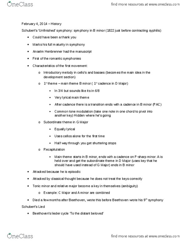 MUSI 3480 Lecture Notes - Relative Key, Syphilis, Carl Friedrich Zelter thumbnail