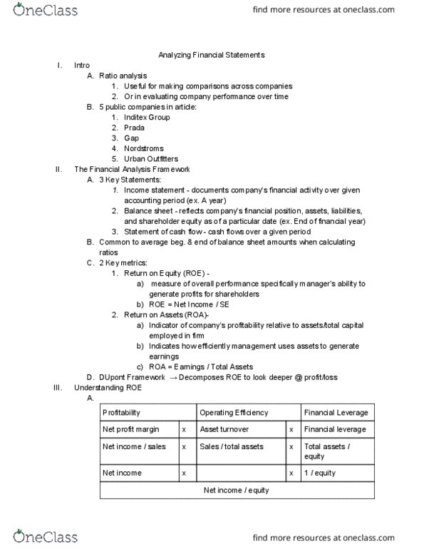 UGBA 10 Chapter Notes - Chapter article: Urban Outfitters, Inditex, Asset Turnover thumbnail