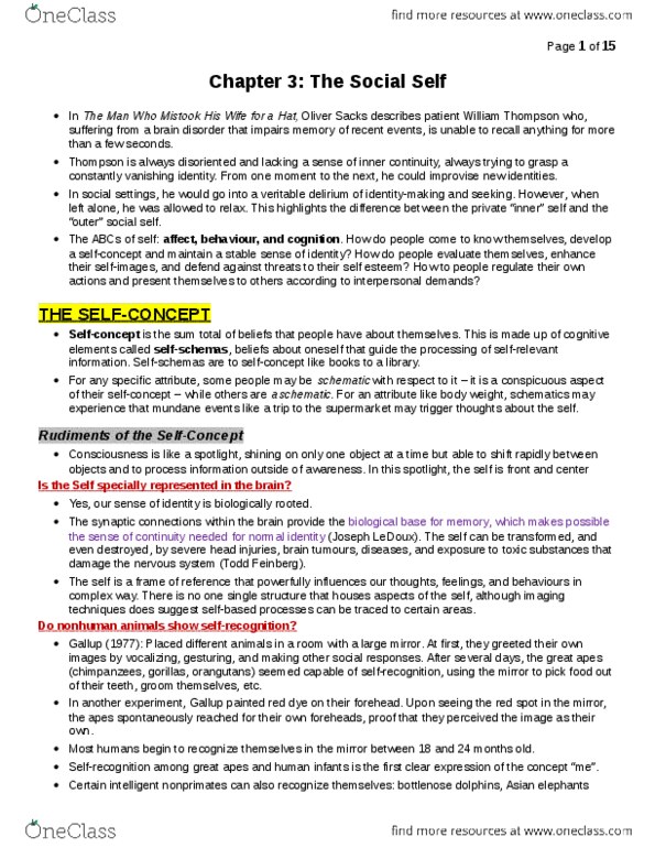 PSYC 241 Chapter Notes - Chapter 3: Facial Feedback Hypothesis, Motivation, Autobiographical Memory thumbnail