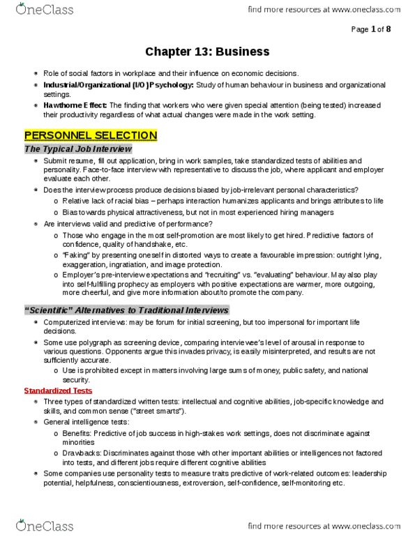 PSYC 241 Chapter Notes - Chapter 13: Performance Appraisal, Job Performance, Reverse Discrimination thumbnail