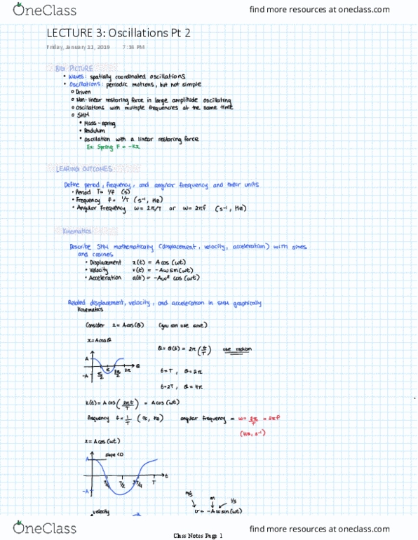 Physics 1029A/B Lecture 3: LECTURE 3 Oscillations Pt 2 thumbnail