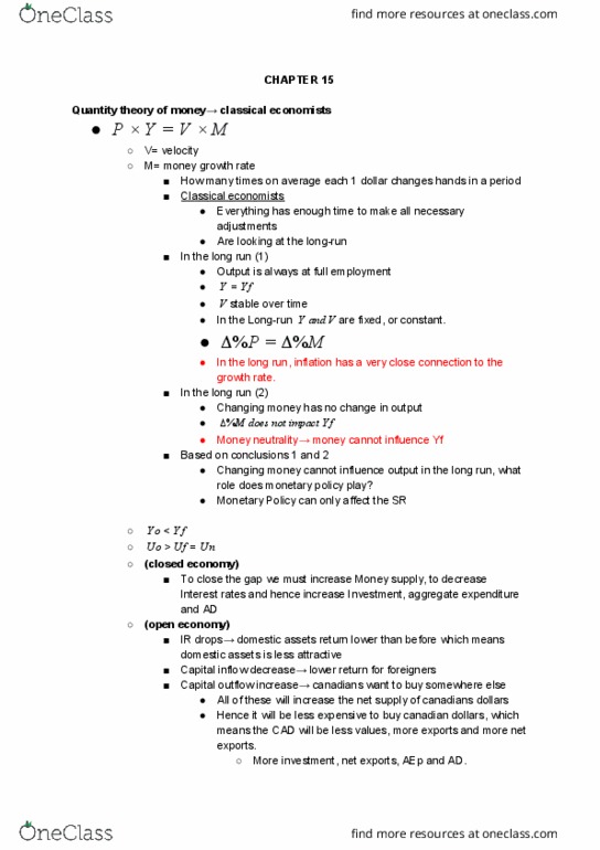 ECO102H1 Lecture Notes - Lecture 12: Classical Economics, Capital Outflow, Money Supply cover image