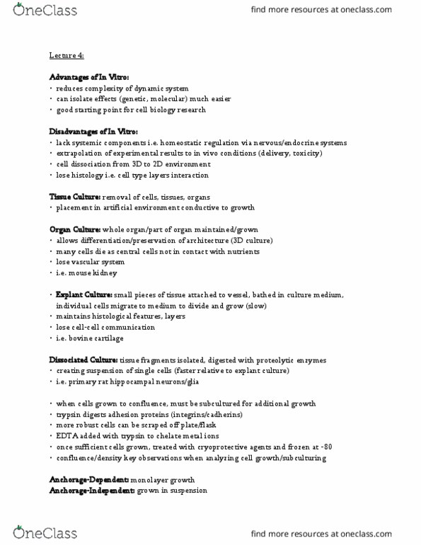 HMB314H1 Lecture Notes - Lecture 4: Cryoprotectant, Trypsin, Ethylenediaminetetraacetic Acid thumbnail