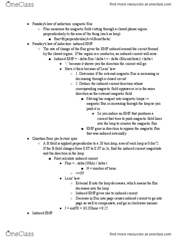 PHYS 102 Lecture Notes - Lecture 23: Montreal Metro, Internal Resistance, Everytime cover image