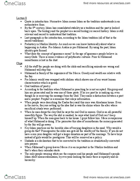 RLGA02H3 Lecture Notes - Lecture 8: Kaaba thumbnail