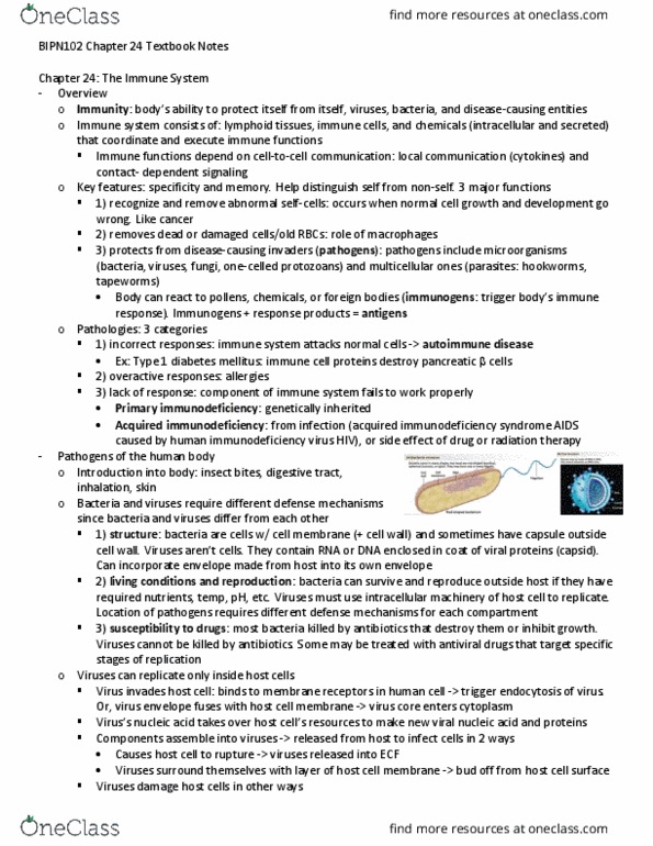 BIPN 102 Chapter Notes - Chapter 24: Diabetes Mellitus Type 1, Aids, Immunodeficiency thumbnail