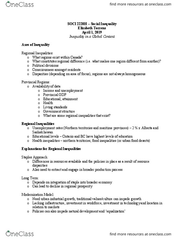 SOCI 2220H Lecture Notes - Lecture 10: Food Desert, Complex Differential Form, Intersectionality thumbnail