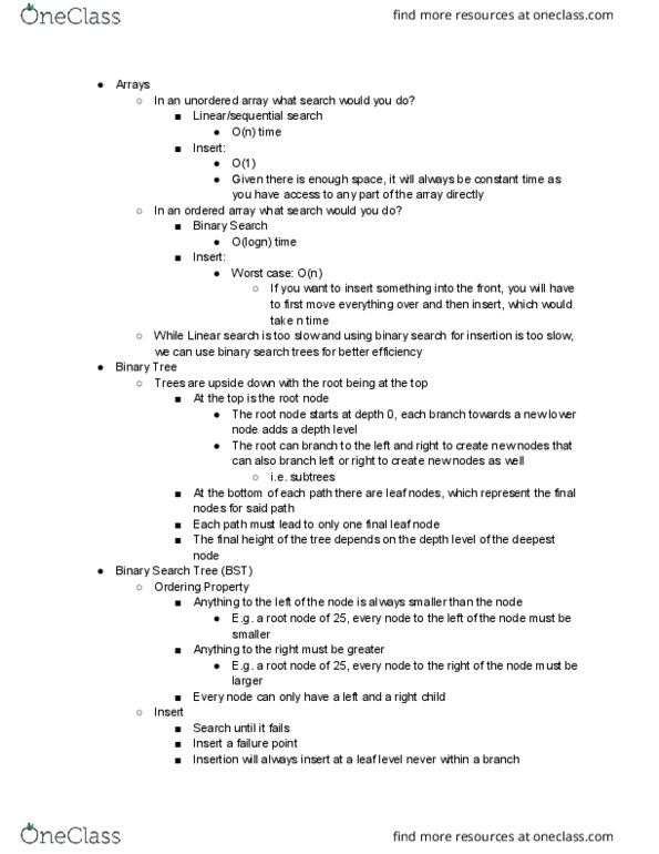 01:198:112 Lecture Notes - Lecture 7: Binary Tree, Binary Search Algorithm, Linear Search thumbnail