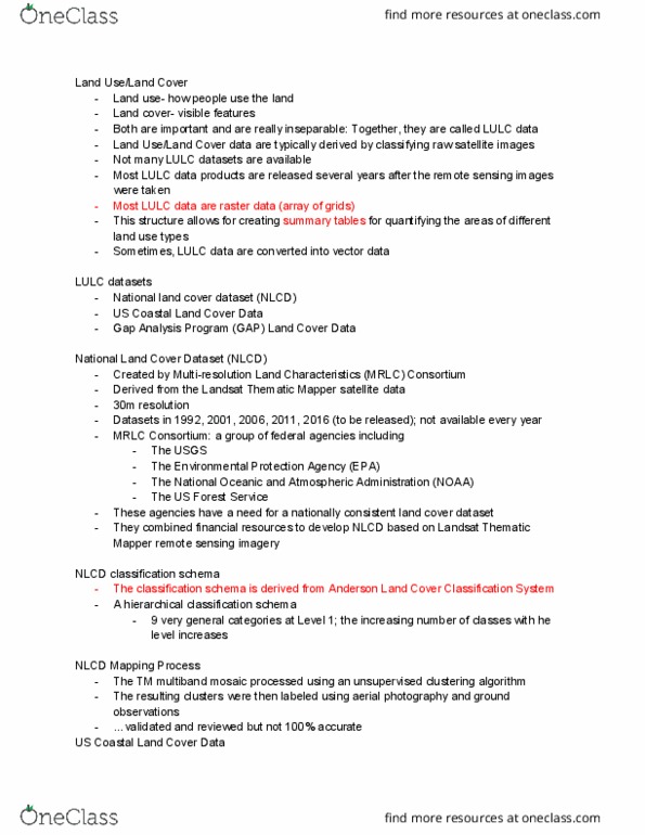 GEO 481 Lecture Notes - Lecture 12: United States Forest Service, Thematic Mapper, Land Cover thumbnail