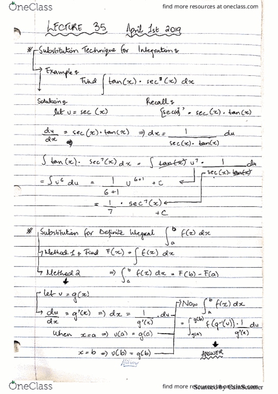 MATH 265 Lecture 35: Definite Integral Substitution Technique cover image