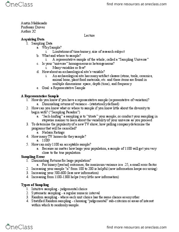 ANTHRO 2C Lecture Notes - Lecture 51: Nielsen Ratings, Jackknifing, Diminishing Returns thumbnail