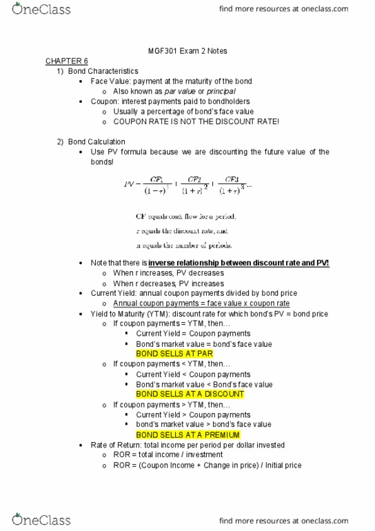 MGF 301 Lecture Notes - Lecture 2: Net Present Value, Dividend Discount Model, Real Interest Rate thumbnail