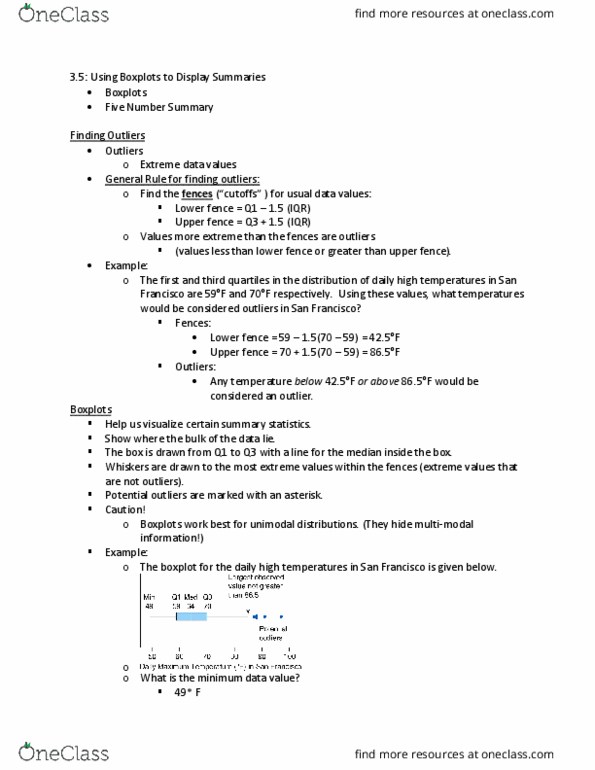 MATH 10041 Lecture Notes - Lecture 14: Box Plot, Summary Statistics, Unimodality thumbnail