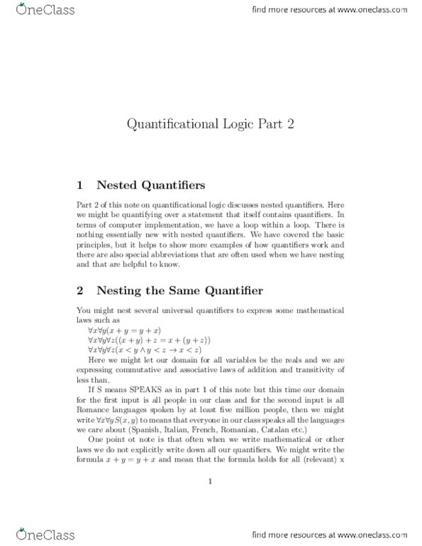 CIS 1166 Chapter Notes -Commutative Property, Propositional Formula thumbnail