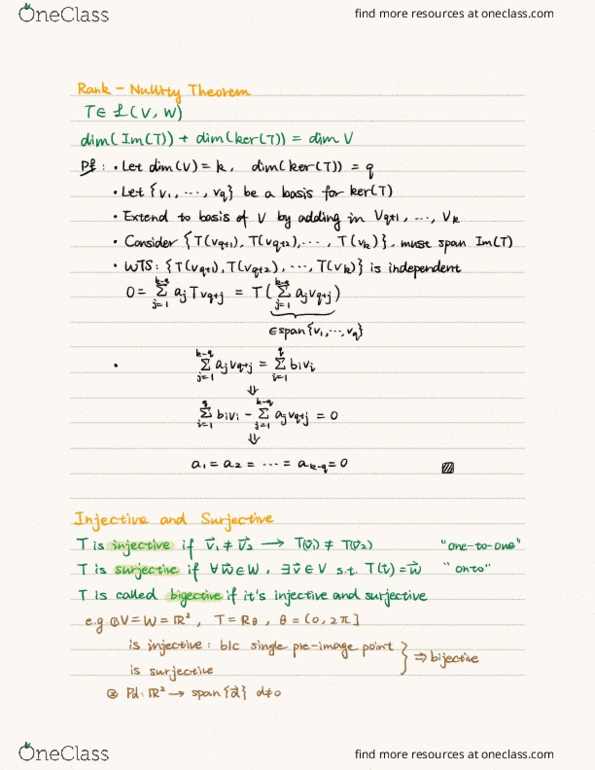 MAT224H1 Lecture Notes - Lecture 8: Surjective Function, Electronvolt, Injective Function thumbnail