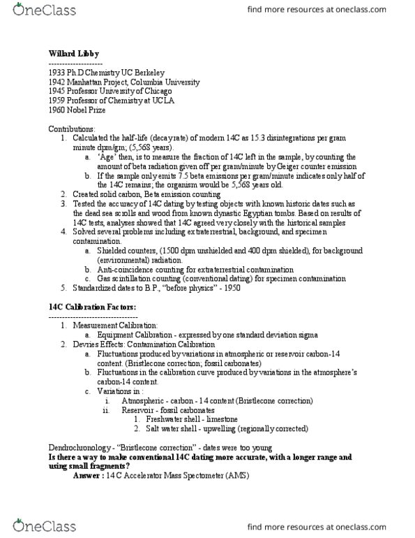 ANTHRO 2C Lecture Notes - Lecture 72: Willard Libby, Liquid Scintillation Counting, Geiger Counter thumbnail