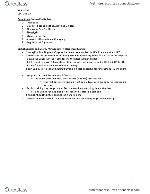 BCH210H1 Lecture Notes - Lecture 27: Anaerobic Glycolysis, Cramp, Phosphocreatine thumbnail