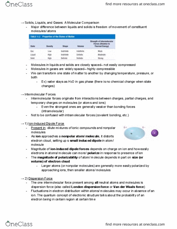 CHEM 1000 Chapter Notes - Chapter 11: Van Der Waals Force, London Dispersion Force, Intermolecular Force thumbnail