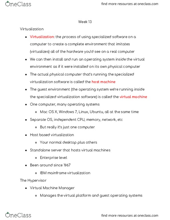 ICT 202 Lecture Notes - Lecture 50: Ibm Mainframe, Hypervisor thumbnail