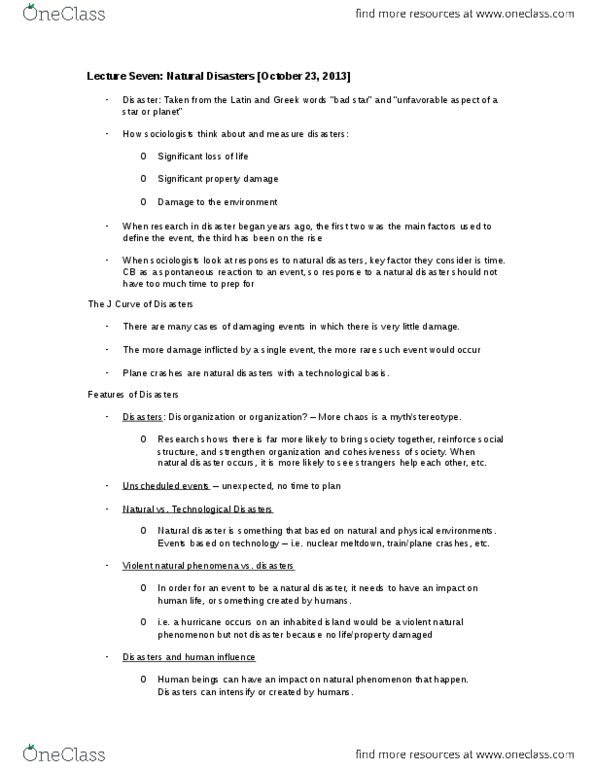 SOCC03H3 Lecture Notes - Nuclear Meltdown, Natural Disaster thumbnail