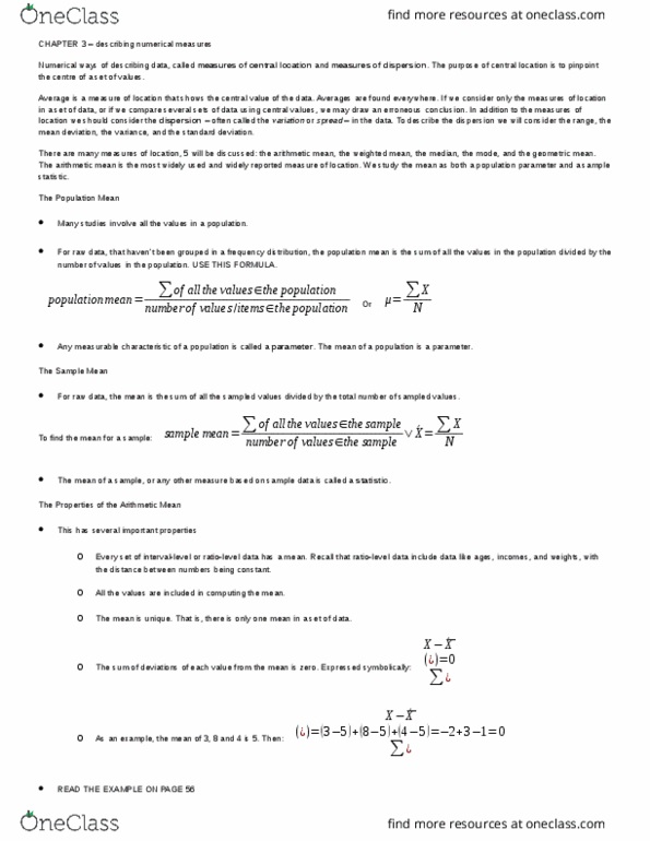 CCT226H5 Chapter Notes - Chapter 3: Squared Deviations From The Mean, Multimodal Distribution, Standard Deviation thumbnail