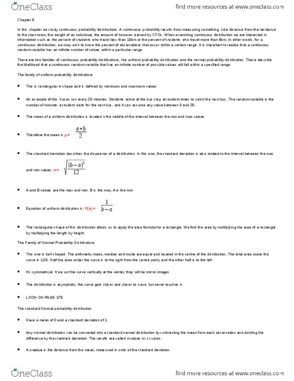 CCT226H5 Chapter Notes - Chapter 6: Probability Distribution, Random Variable, Standard Deviation thumbnail
