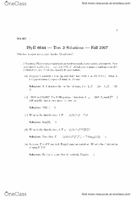 ISYE 6644 Midterm Exam 3 OneClass