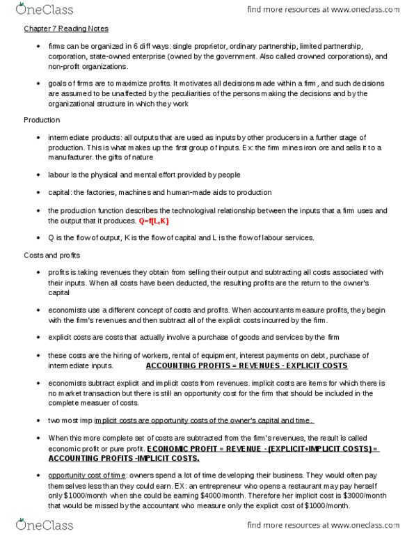 ECO100Y5 Chapter Notes - Chapter 7: Risk-Free Interest Rate, Opportunity Cost, Fixed Cost thumbnail