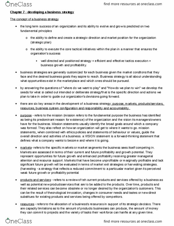 MGM101H5 Chapter Notes - Chapter 7: Strategic Planning, Pest Analysis, Swot Analysis thumbnail