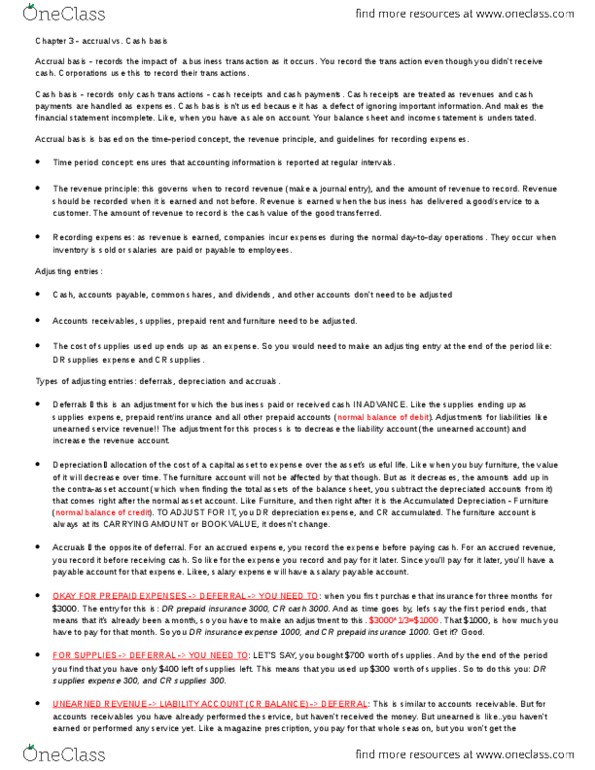 MGT120H5 Chapter Notes - Chapter 3: Deferral, Accrual, Accounts Payable thumbnail