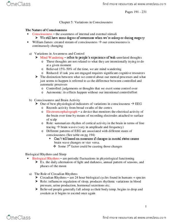 PSY100Y5 Chapter Notes - Chapter 5: Jet Lag, Waking Hours, Sleep Spindle thumbnail