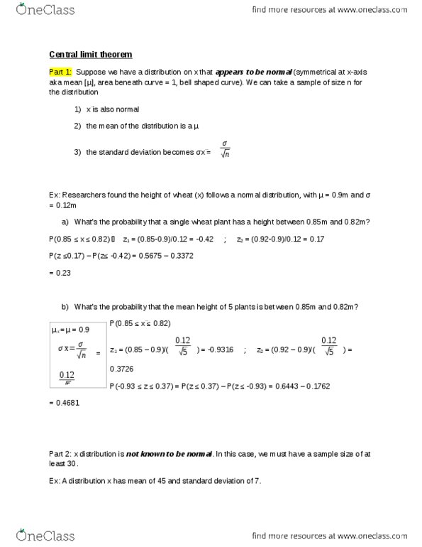 MATH 1P98 Lecture Notes - Central Limit Theorem, Standard Deviation thumbnail