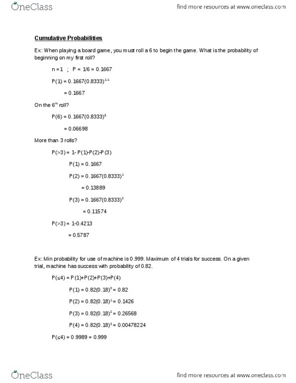 MATH 1P98 Lecture : Cumulative Probabilities thumbnail