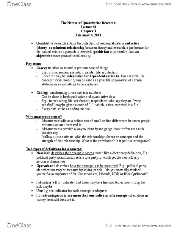 Sociology 2206A/B Chapter Notes -Concurrent Validity, Internal Validity, Face Validity thumbnail