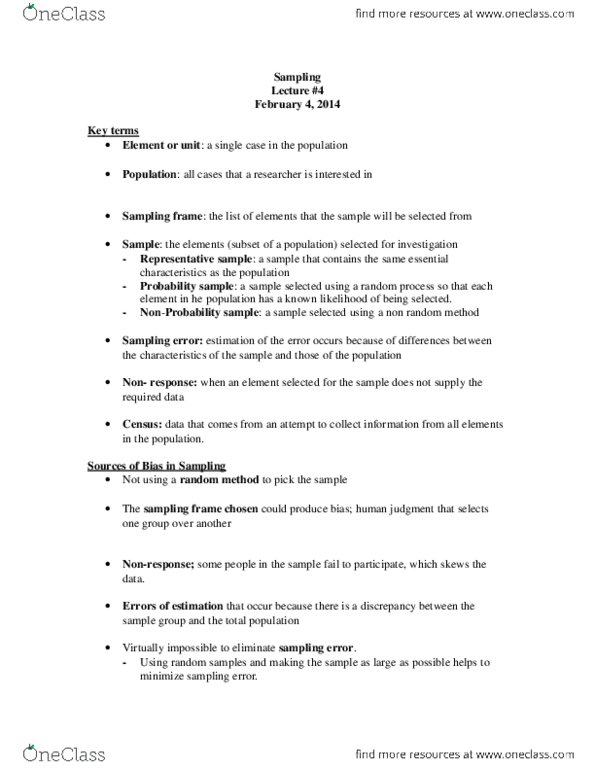 Sociology 2206A/B Lecture Notes - Statistical Hypothesis Testing thumbnail
