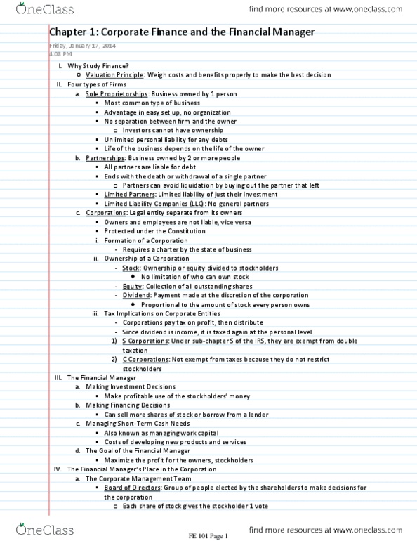 CAS AS 105 Lecture Notes - Double Taxation, C Corporation, Transaction Cost thumbnail