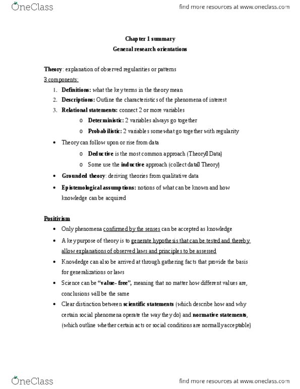 Sociology 2206A/B Chapter Notes - Chapter 1: Symbolic Interactionism, Antipositivism, Grounded Theory thumbnail